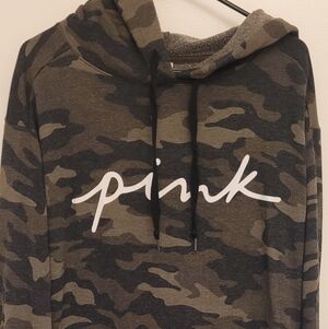 PINK Victoria's Secret Camo Pullover Hoodie in Olive & Black